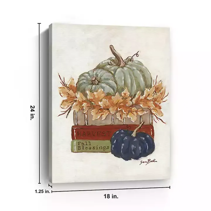 Fall Book Stack Canvas Art Print