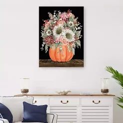Fall Bouquet & Pumpkin Canvas Art Print, 24x32 in.