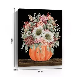 Fall Bouquet & Pumpkin Canvas Art Print, 24x32 in.