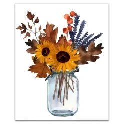 Fall Floral in Mason Jar Canvas Art Print