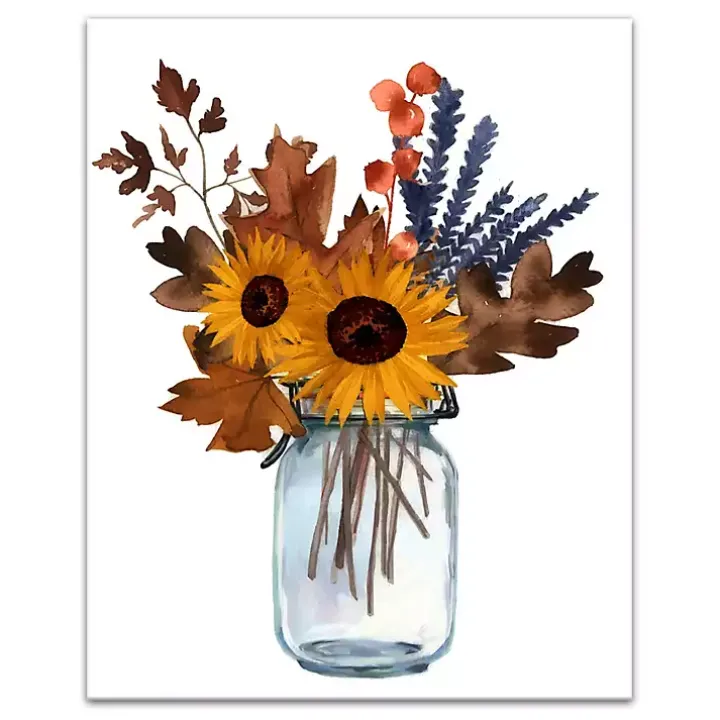 Fall Floral in Mason Jar Canvas Art Print