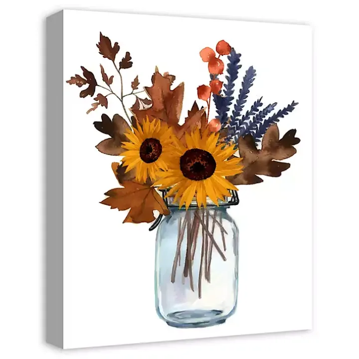 Fall Floral in Mason Jar Canvas Art Print