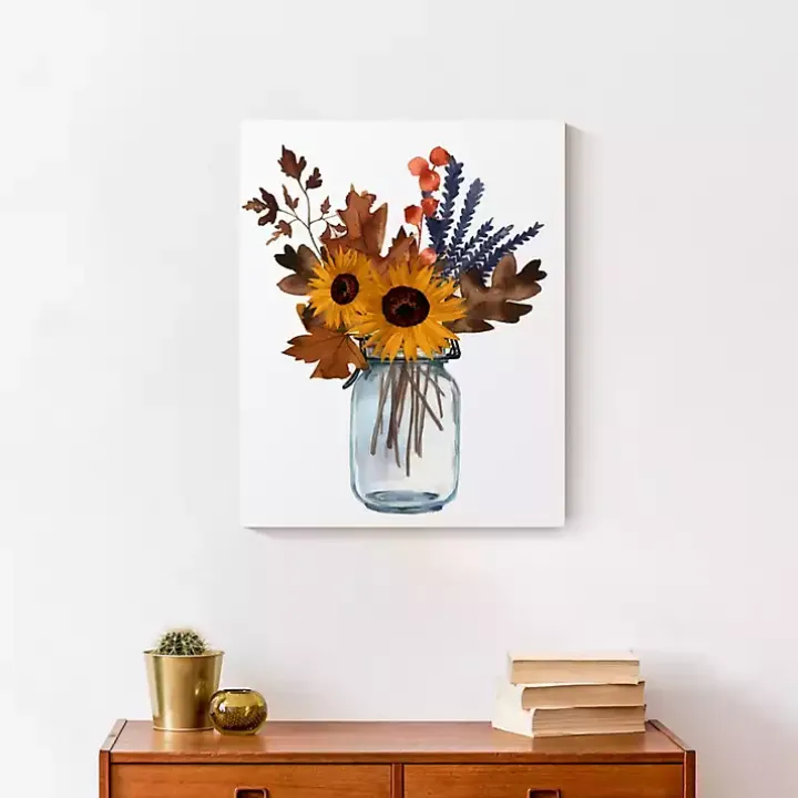 Fall Floral in Mason Jar Canvas Art Print