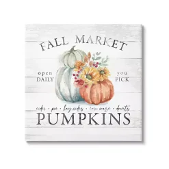 Fall Market Pumpkins Canvas Wall Plaque