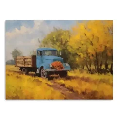 Fall Truck in Field Canvas Art Print, 24x18 in.