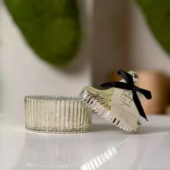 Falling Snow Gold Mercury Glass Jar Candle