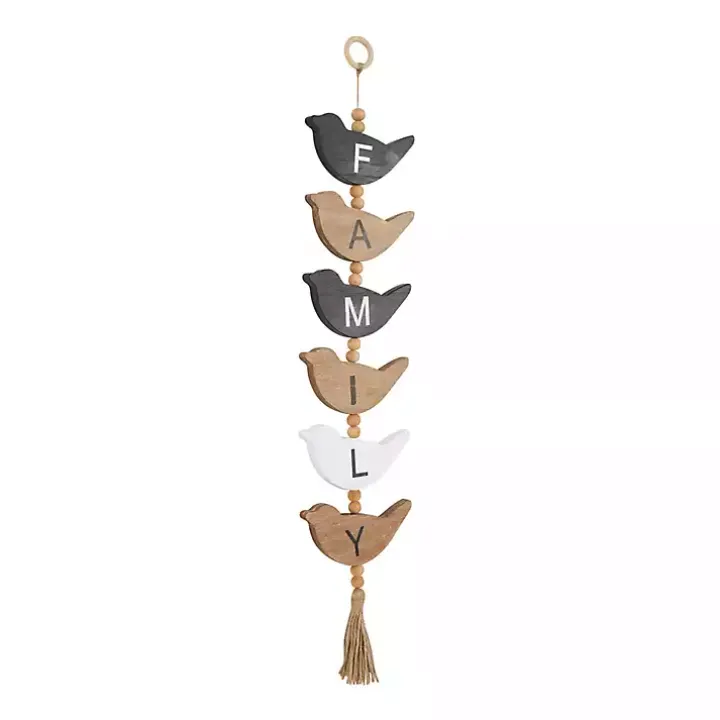 Family Bird Shaped Wood Wall Sign