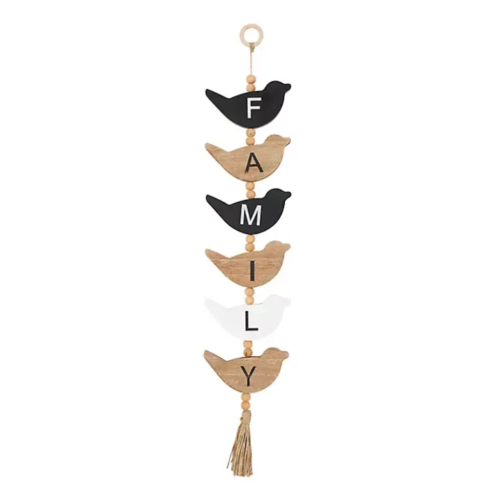 Family Bird Shaped Wood Wall Sign