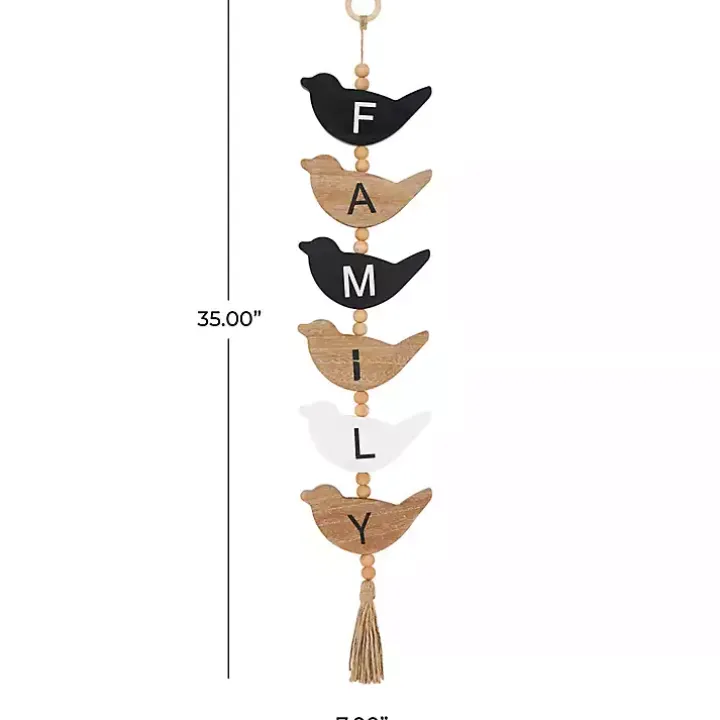 Family Bird Shaped Wood Wall Sign