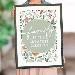 Family Blessing Floral Framed Wall Plaque