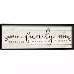 Family Thankful Grateful Blessed Wood Wall Plaque