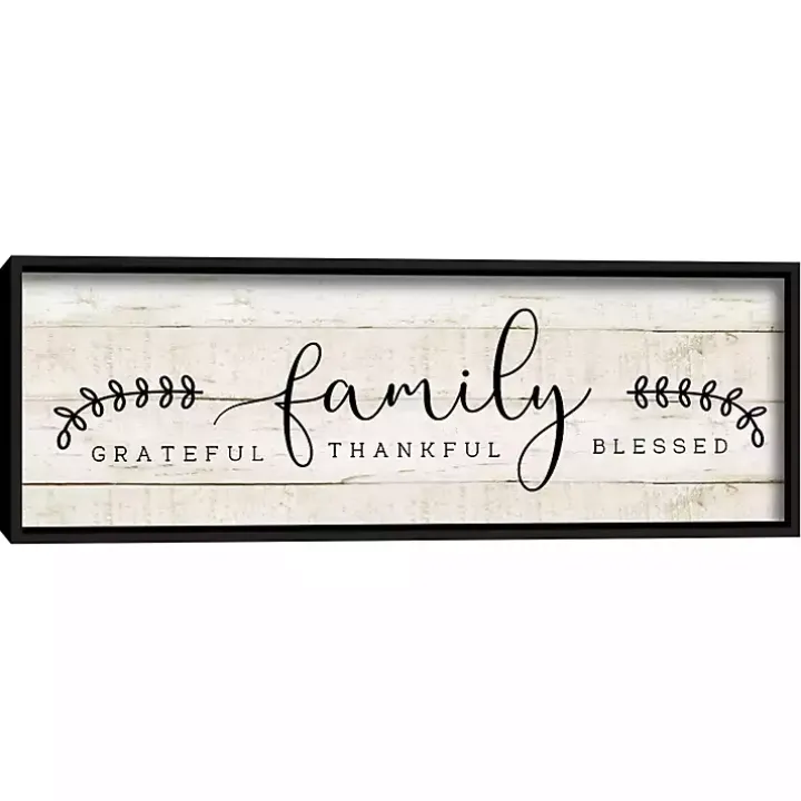 Family Thankful Grateful Blessed Wood Wall Plaque