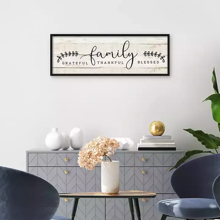 Family Thankful Grateful Blessed Wood Wall Plaque
