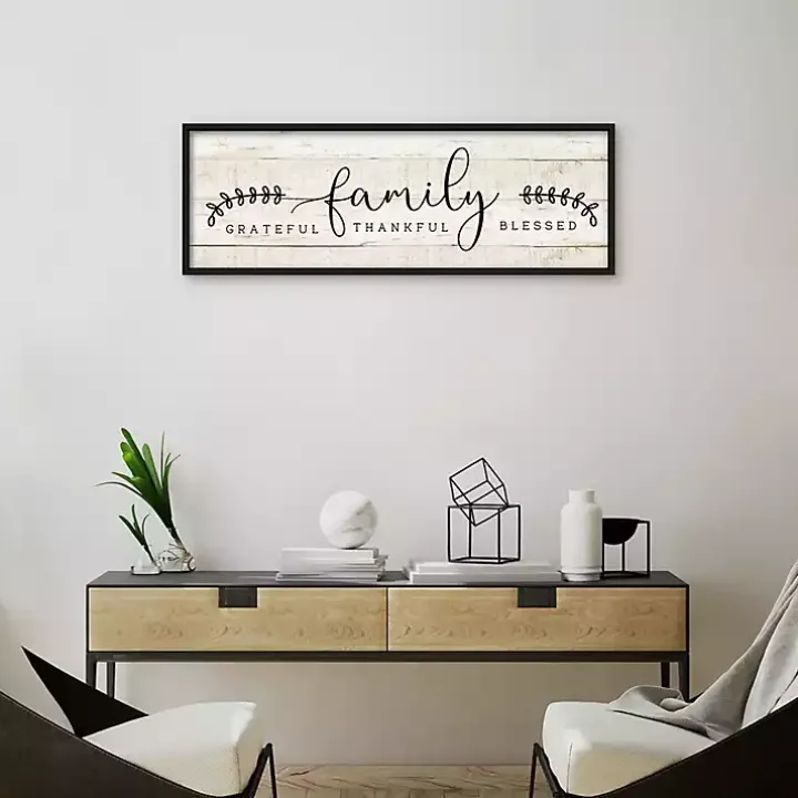 Family Thankful Grateful Blessed Wood Wall Plaque