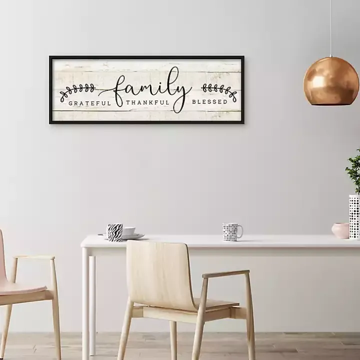 Family Thankful Grateful Blessed Wood Wall Plaque