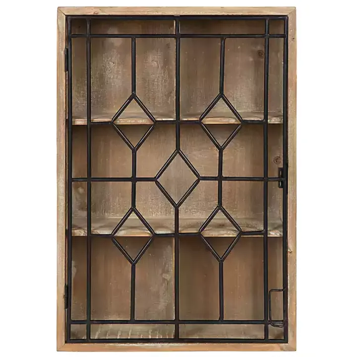 Farmhouse Chic Rustic Wood & Iron Wall Cabinet