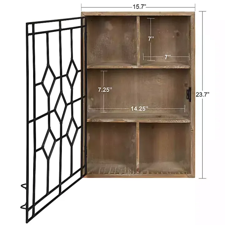 Farmhouse Chic Rustic Wood & Iron Wall Cabinet