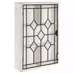 Farmhouse Chic White Wood & Iron Wall Cabinet