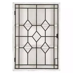Farmhouse Chic White Wood & Iron Wall Cabinet