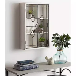 Farmhouse Chic White Wood & Iron Wall Cabinet