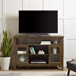 Farmhouse Highboy Dark Walnut TV Stand