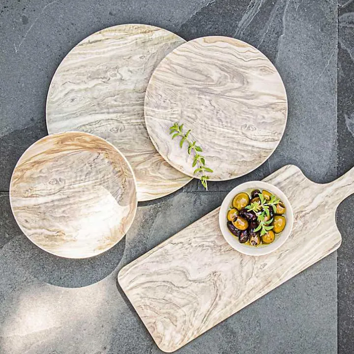 Faux Wood Melamine Dinner Plates, Set of 6