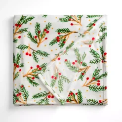 Festive Holly Plush Throw