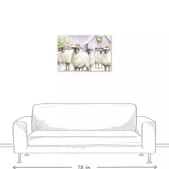 Festive Sheep Christmas Canvas Art Print