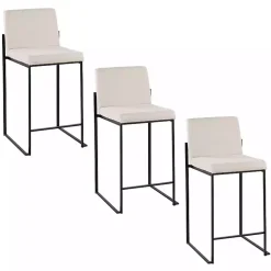 Fiji Beige Upholstered Counter Stools, Set of 3
