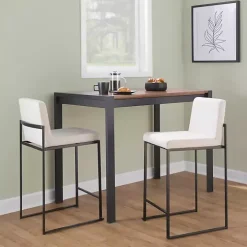 Fiji Beige Upholstered Counter Stools, Set of 3