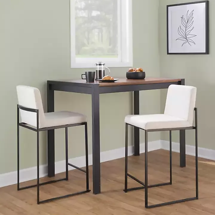 Fiji Beige Upholstered Counter Stools, Set of 3
