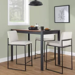 Fiji Beige Upholstered Counter Stools, Set of 3