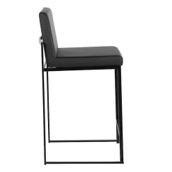 Fiji Black Faux Leather Counter Stools, Set of 3