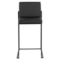 Fiji Black Faux Leather Counter Stools, Set of 3