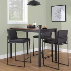 Fiji Black Faux Leather Counter Stools, Set of 3