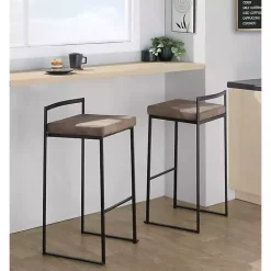 Fiji Brown Stackable Bar Stools, Set of 2