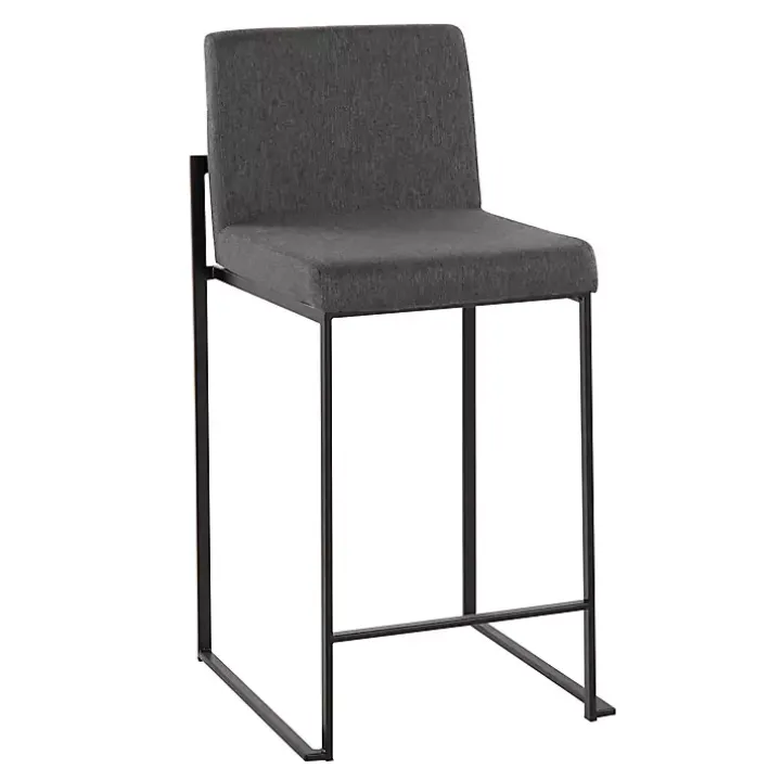 Fiji Charcoal Upholstered Counter Stools, Set of 3