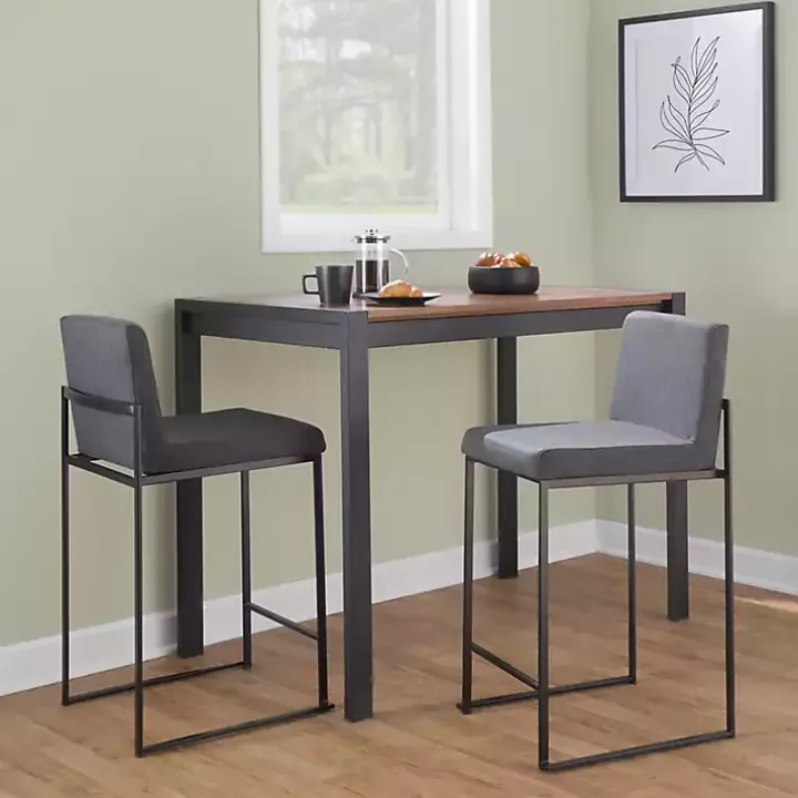 Fiji Charcoal Upholstered Counter Stools, Set of 3