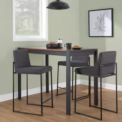 Fiji Charcoal Upholstered Counter Stools, Set of 3