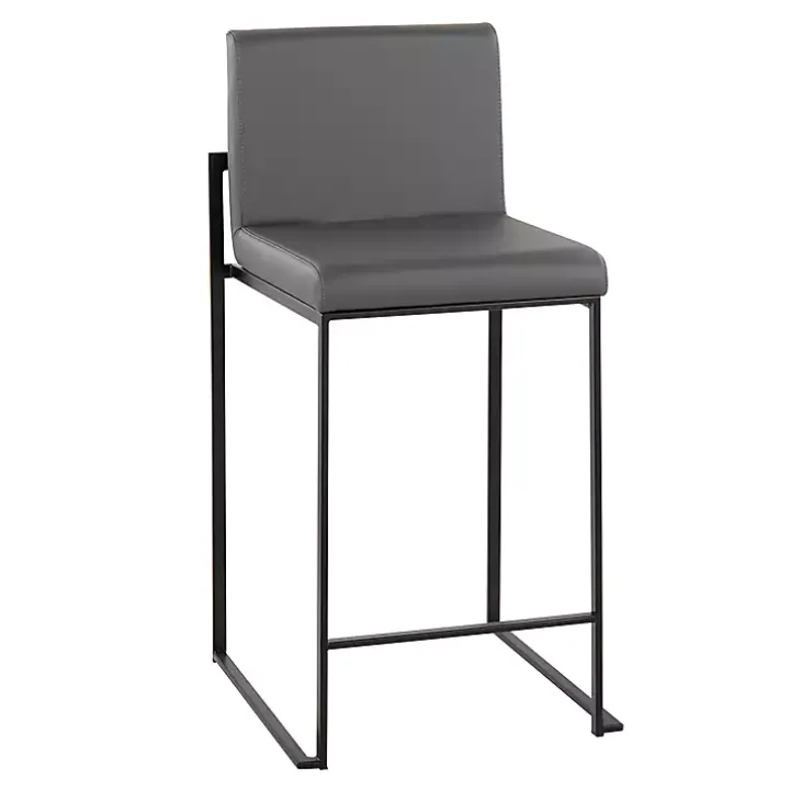 Fiji Gray Faux Leather Counter Stools, Set of 3