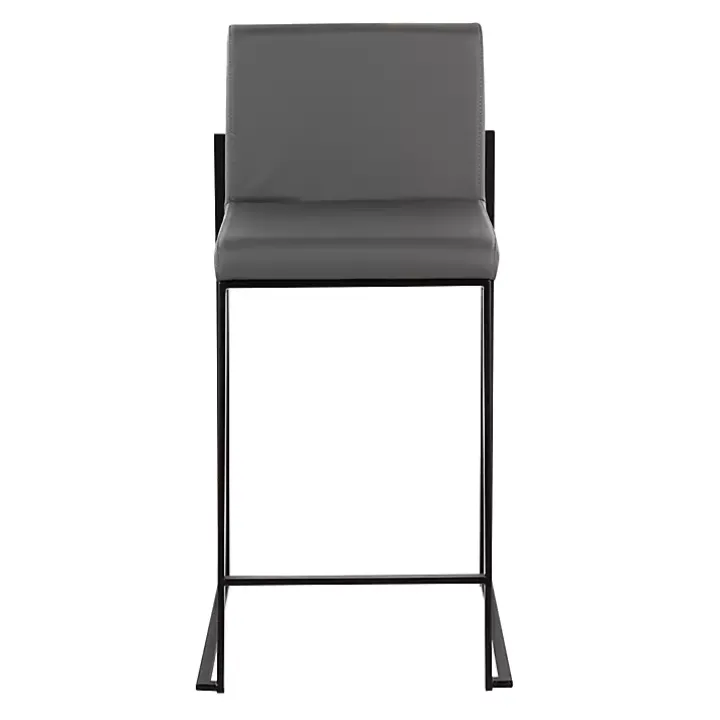 Fiji Gray Faux Leather Counter Stools, Set of 3