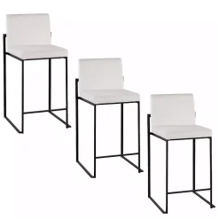 Fiji White Velvet Counter Stools, Set of 3