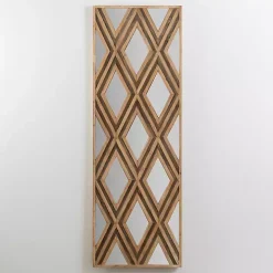 Fir Wood Diamond Mirrored Wall Plaque