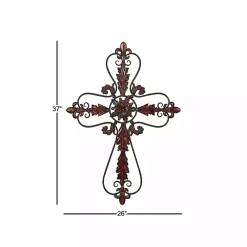 Fleur De Lis Metal Cross Wall Plaque
