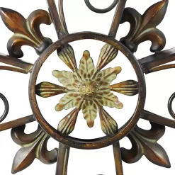 Fleur De Lis Traditional Metal Cross Wall Plaque