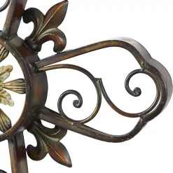 Fleur De Lis Traditional Metal Cross Wall Plaque