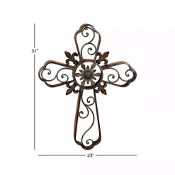 Fleur De Lis Traditional Metal Cross Wall Plaque