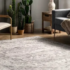 Flo Gray Vintage Medallion Washable Area Rug, 5x8