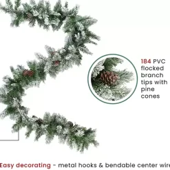 Flocked Angel Pine and Pinecones Garland