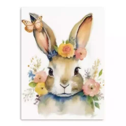Floral Easter Bunny Canvas Art Print